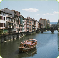 Les maisons sur l'Agout et le coche d'eau - Castres (Tarn)